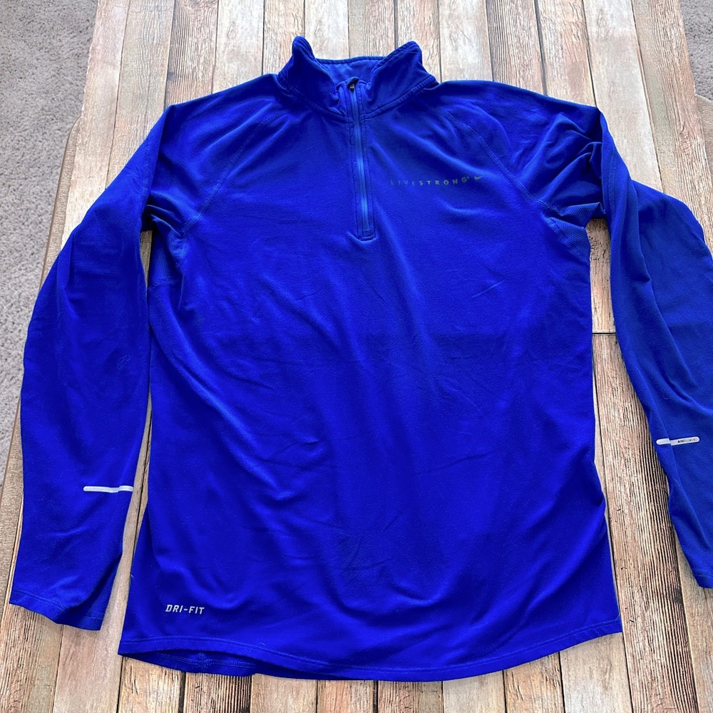 Nike 1/4 zip blue Livestrong pullover lightweight